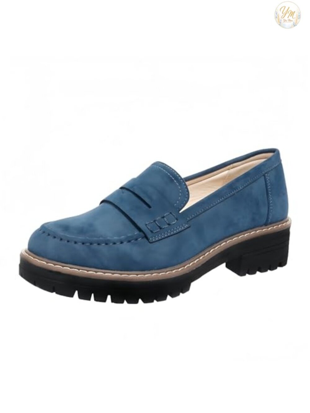 Women's Suede Penny Loafers Platform Chunky Slip On Work Walking